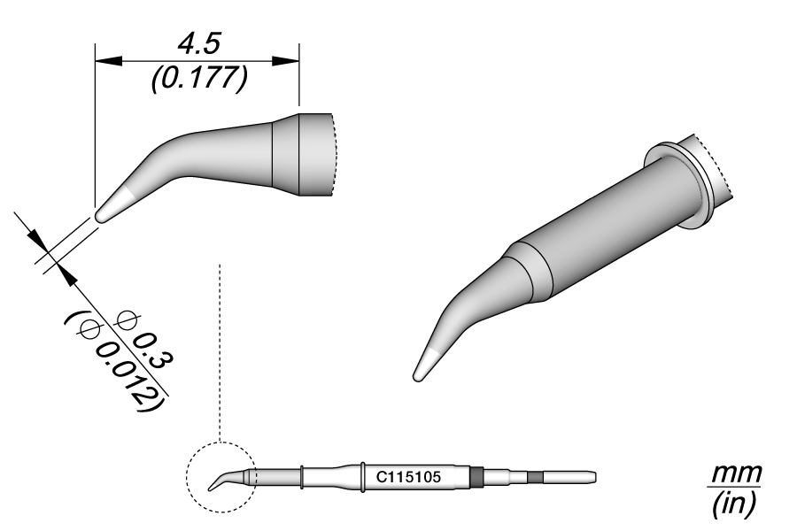 C115105 - Conical Bent Ø 0.3